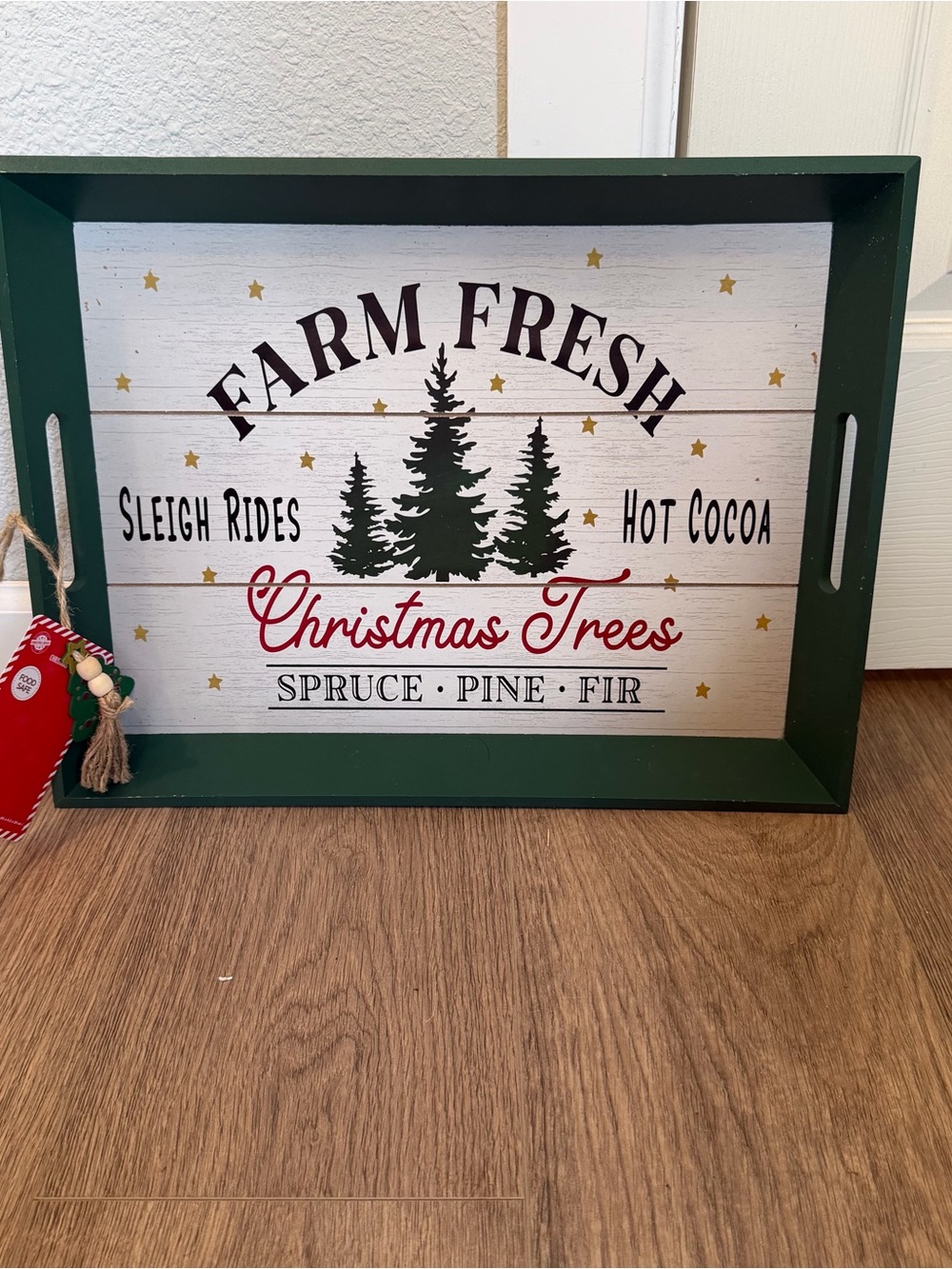 Candy Cane Lane Holiday Serving Tray - Red